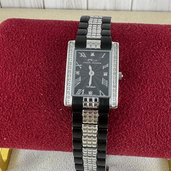 Stunning  Watch by Daniel Steiger Diamond Bezel Black and all Stainless Steel - Picture 2 of 9